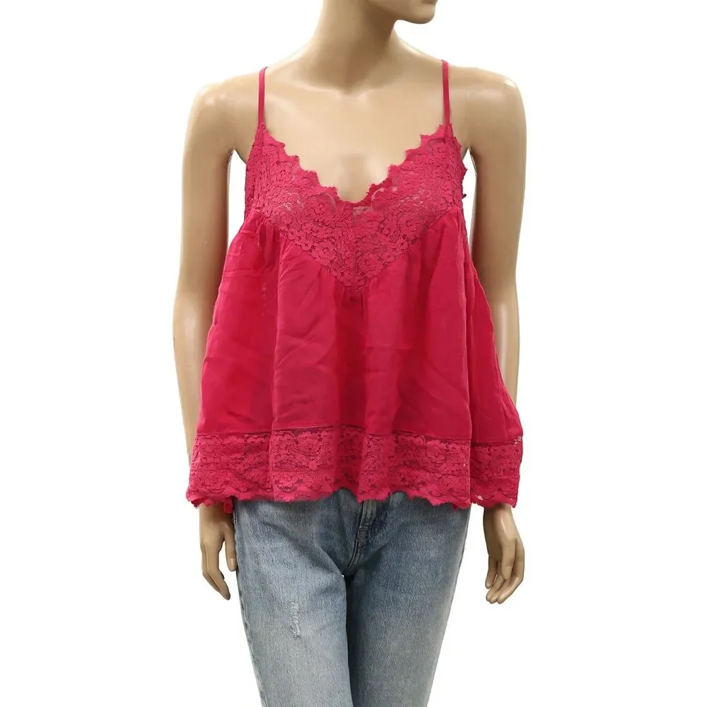 Intimately Free People Fiona Cami Blouse Top Tank Sleeveless Lace Slip S 289607